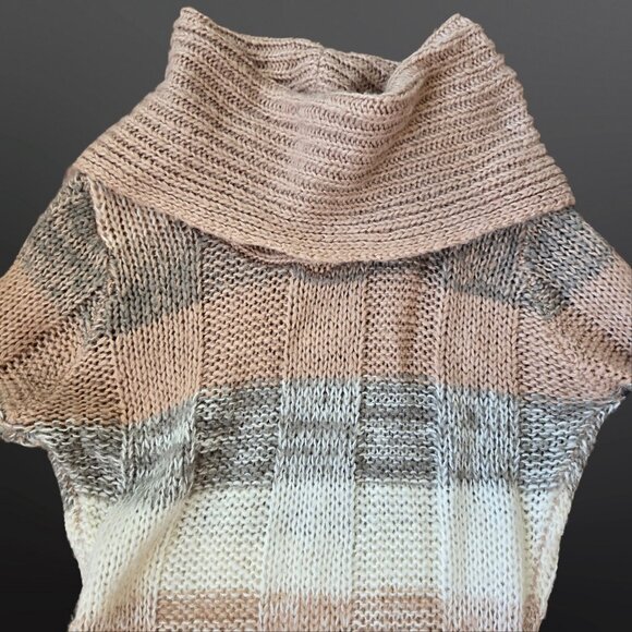 Y2K Sweater Fairy Grunge Boho Size XS Beige Gray Striped Long Sleeve Pockets - Picture 4 of 7